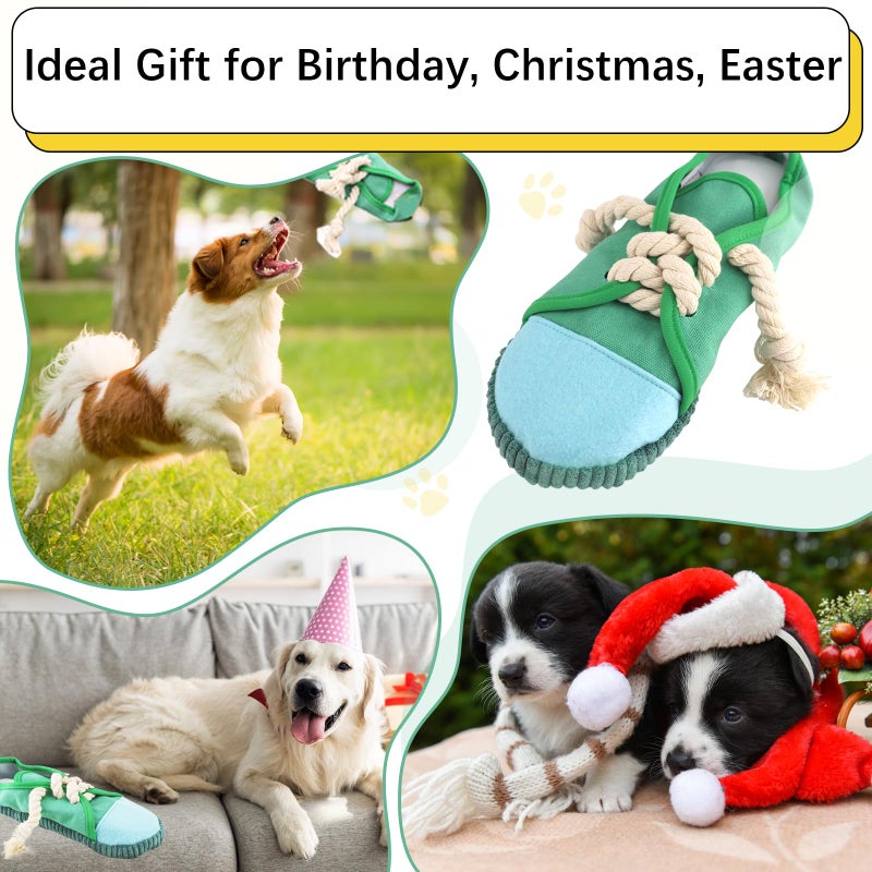 vocheer Dog Chew Toy, Dog Toys to Keep Them Busy Durable Teething Shoe Interactive Squeaky Puppy Toy,Small,Medium Breze, Machine Washable(Green) - Image 5